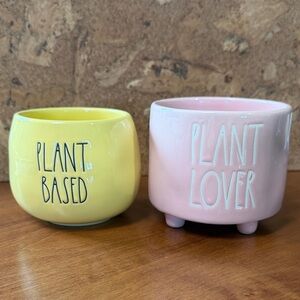 Rae Dunn Yellow and Pink Plant Pots